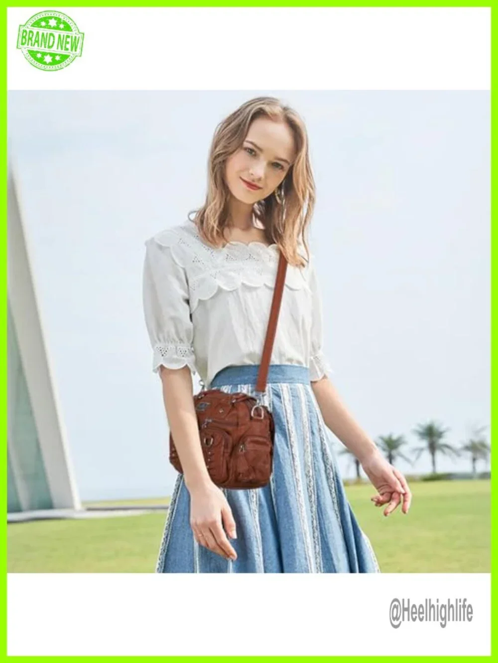 Small Hobo Crossbody Bag Vegan Leather Multi-Pocket Purse